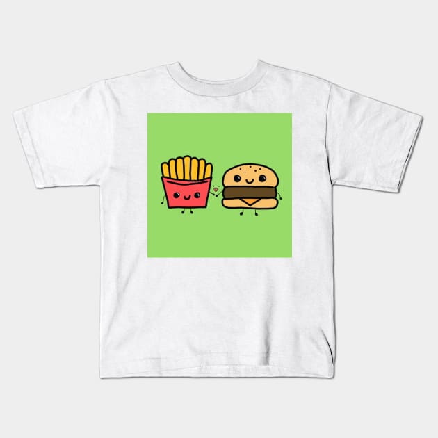 Kawaii fries and burger Kids T-Shirt by SturgesC